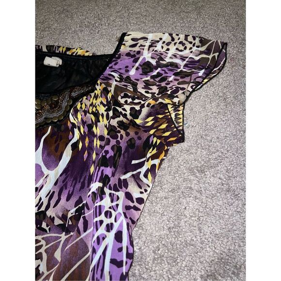 Y2K babydoll Animal Print abstract shirt.Sz LARGE - Picture 3 of 8